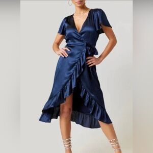 NWT Francesca’s Satin Wrap Dress